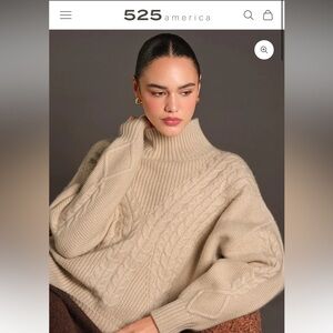 BRAND NEW NWT 525 America CAMILLE: CASHMERE BLEND TURTLENECK SWEATER